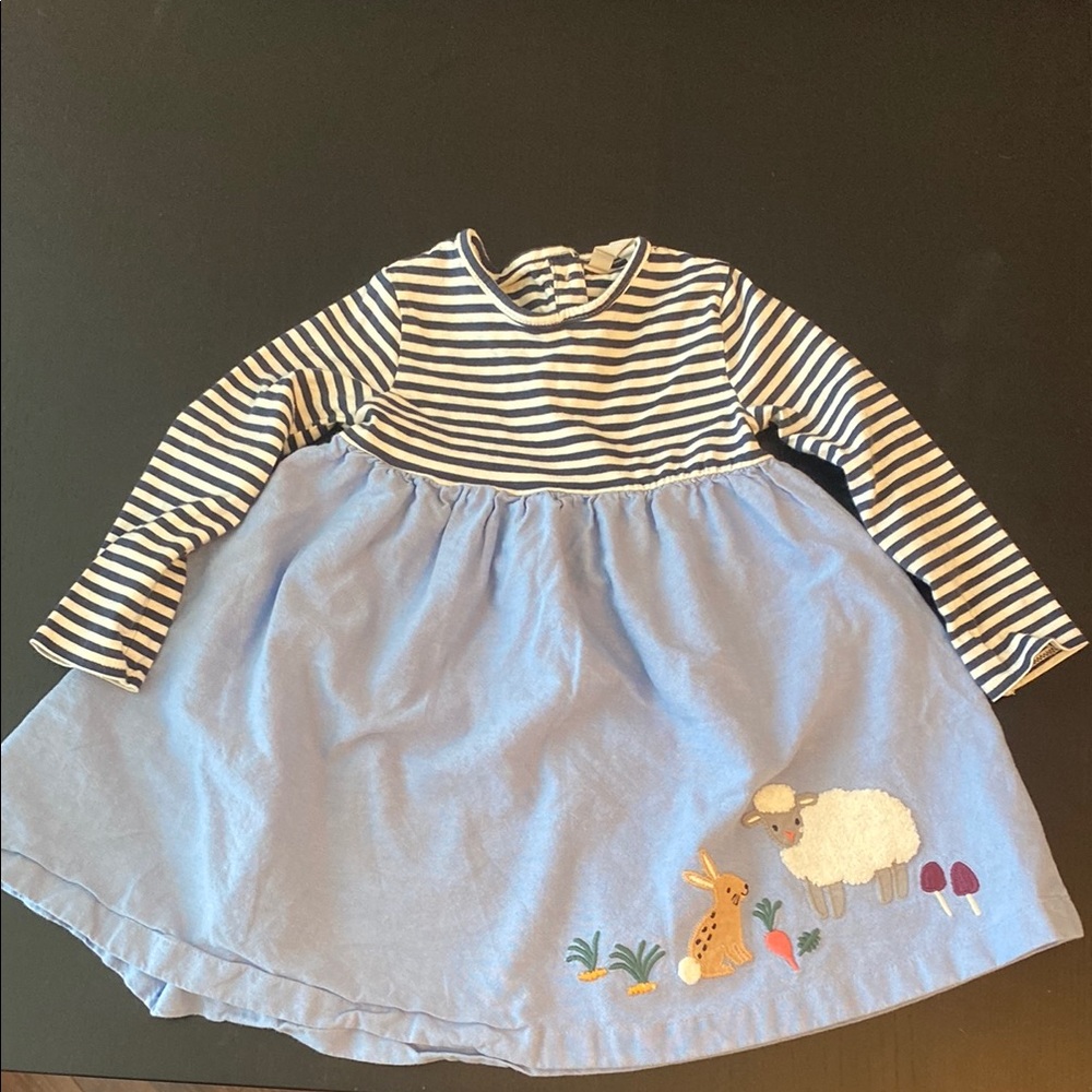 Long sleeved knit/denim dress for girls